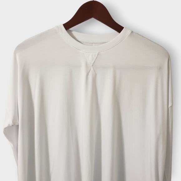 NWT POPFLEX The Perfect Long Sleeve Top Crop Oversized Tee White Sz XXS Active - Picture 2 of 11